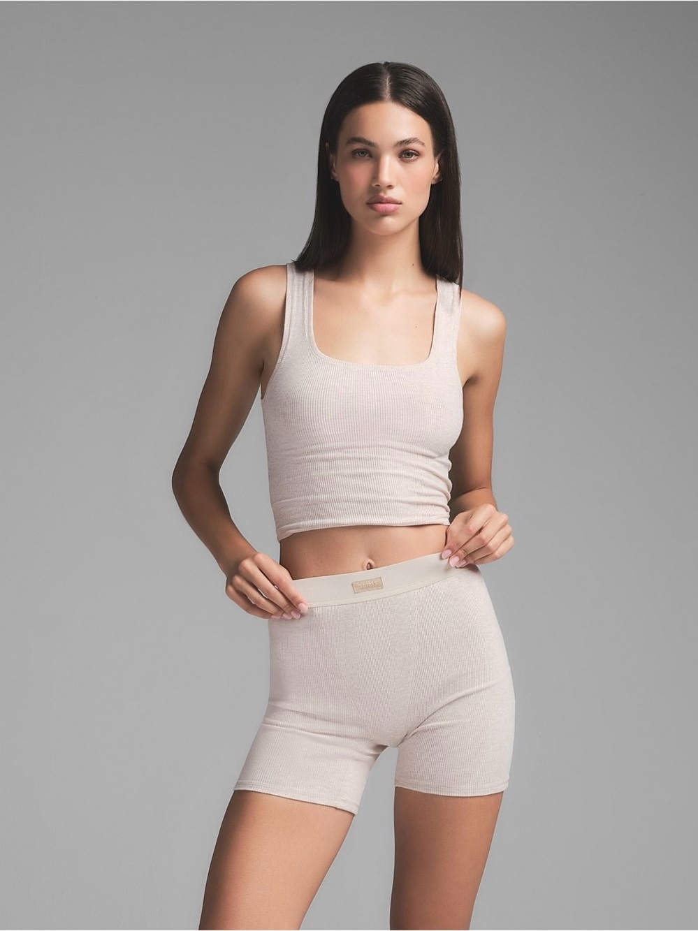 SKIMS Heather Oatmeal Cotton Rib Tank